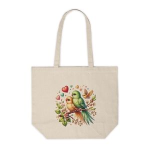 Love Birds On A Branch Custom Canvas Tote Bag